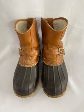 Vintage L.L.Bean Maine Duck Boots made in USA Tan Leather insulated women’s 8